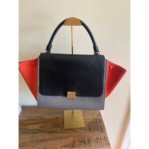 Céline Trapeze Two-Way Bag Tricolor Leather & Suede Handbag